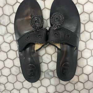 Jack Rogers Black Leather Women's Sandals with little heel - barely worn